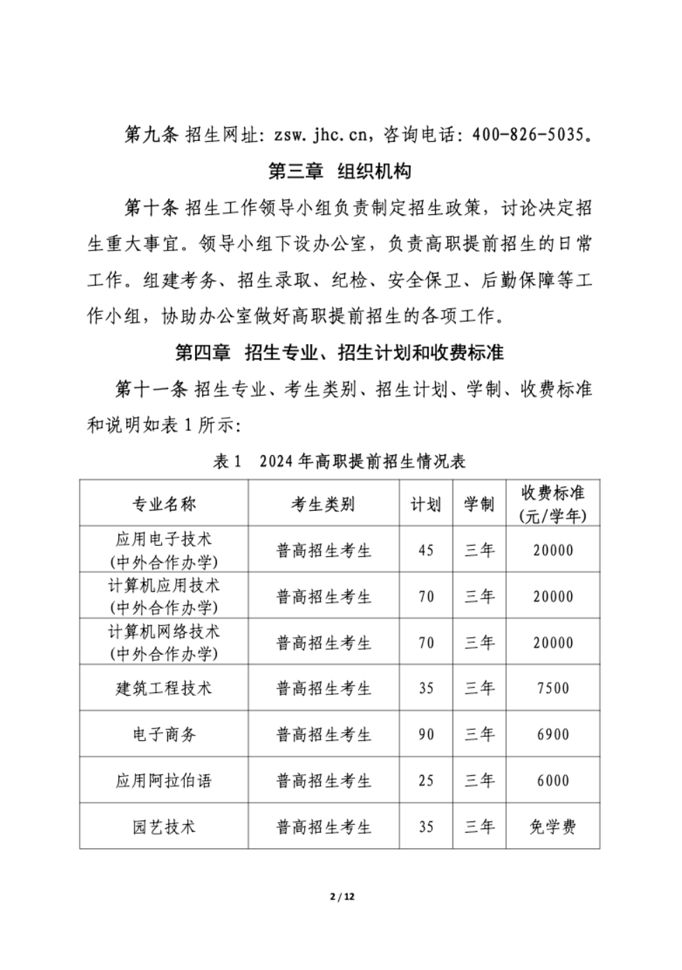 【招生章程】2024年金华职业技术学院丨高职提前招生章程